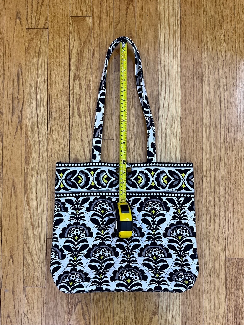 Vera Bradley Black & White Floral Quilted Tote Bag - Picture 3 of 4